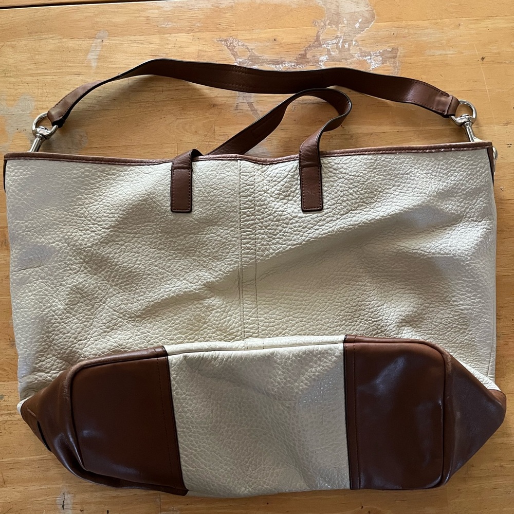 Coach Cream and Brown Leather Bag